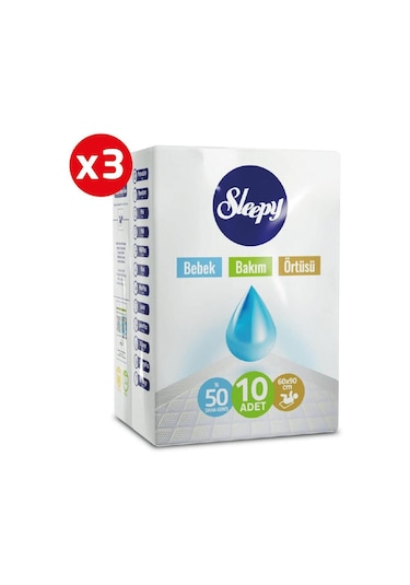 Sleepy Bebek Bakım Örtüsü 60 x 90 CM 3 x 10'lu 30 Adet