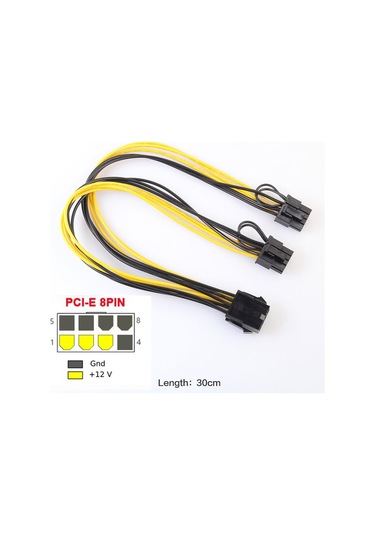Suntek Pcı Express 8pin'den 2x 8pin'e 6+2 Güç Kaynağı Kablo