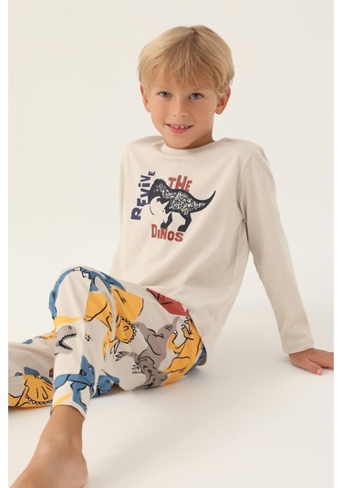 Roly Poly 3363 Revive Erkek Çocuk Pijama Takımı Bej
