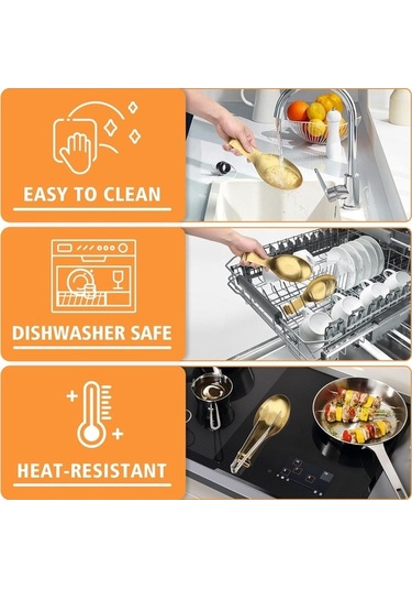 Flybuy Altın Paslanmaz Çelik Kaşık Tutacağı - Modern Mutfak Aksesuarı - Dayanıklı Ve Şık Altın