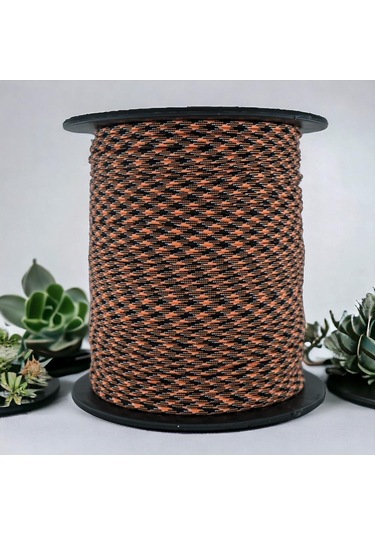 Mg Ropes Paracord İp 4 Mm Turuncu Siyah Desen No:69 10 Metre Çok Renkli