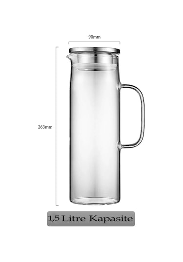 Kapris Metal Kapaklı Cam Sürahi 1300 Ml Sa6863