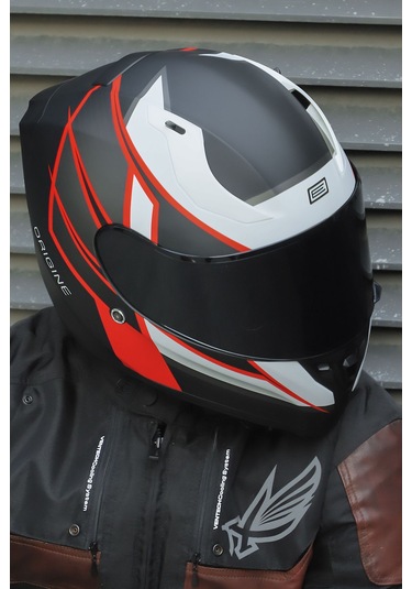 Strada Competition Beyaz-kırmızı-siyah Kask Güneş Vizörlü C1 Beyaz