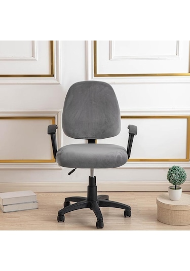 Gökyüzü Mavisi Ofis Koltuğu Kapağı Süper Yumuşak Kadife Streç Yıkanabilir Toz Geçirmez Koruyucular Bilgisayar Masası Kolsuz Sandalye Slipcover