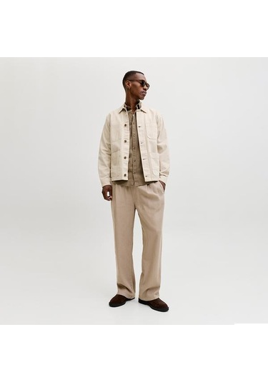 Jack&jones Bill Andros Vis Linen Blend Jogger Erkek Bej Pantolon