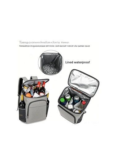 Ranyeek 24l Isı Ve Soğuk Tutucu Sırt Çantası, Su Geçirmez Oxford Kumaş, Leakproof Aluminyum Foli, Gece Güvenliği Yansıtıcı Şeritler, Piknik Kamp İçin Siyah Siyah