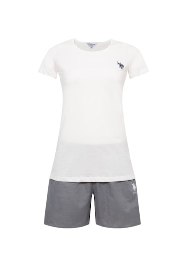 U.s. Polo Assn. Kadın 207 Ekru Şort Takım Gri Melanj