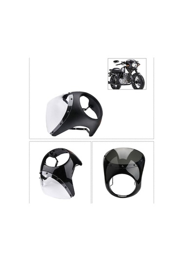 Electric 7 Inç Motosiklet Far Fairing Ekran Kapağı, Cafe Racer Uygun, Plastik + Metal, Kolay Montaj, Evrensel Kullanım Siyah