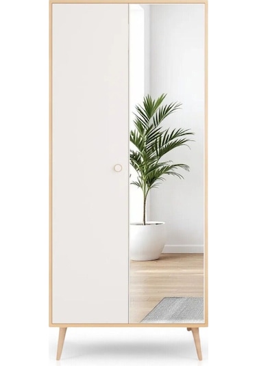 Floradesign Aden Aynalı Gardırop / Elbise Dolabı / İki Kapaklı Gardırop