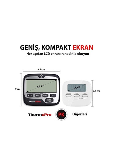 Thermopro TM01 Alarmlı Işıklı Kronometre, Geri Sayım Sayacı