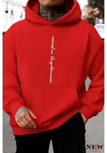 Los Angeles Baskılı Sweatshirt Kırmızı