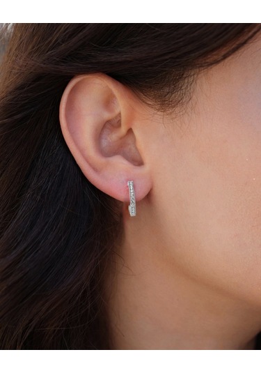 Brezza Lusso Jewelry Tamtur Işıltı Dizilim Night Kadın Gümüş Küpe 18 Mm