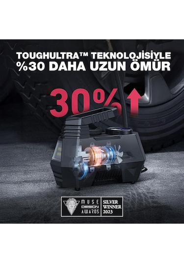 Kobb Kb180 12volt 150 Psı Ayarlanabilir Dijital Basınç Göstergeli Lastik Şişirme Pompası