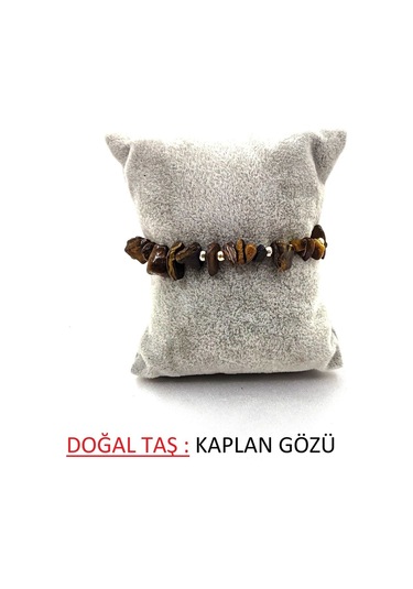 Kırık Doğal Taş Ayarlanbilir Bileklik Koyu Kahverengi
