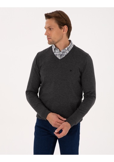 Pierre Cardin Erkek Antrasit Melanj Kazak /triko 50314190-vr081 Antrasit Melanj