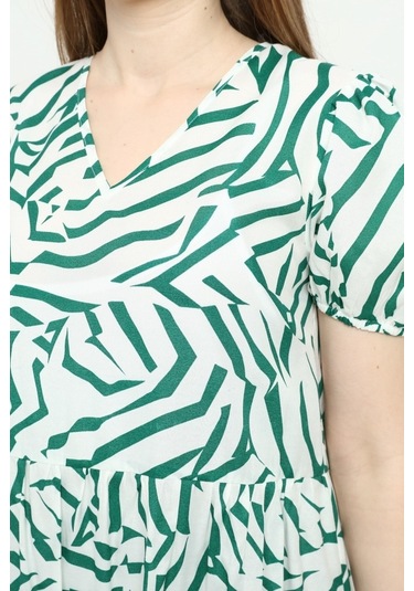 Kadın V Yaka Büzgülü Midi Elbise 4440/100 001