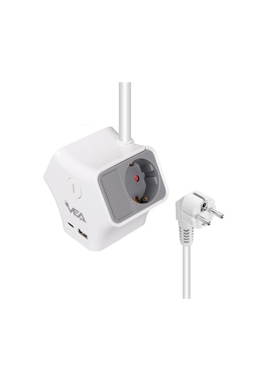 Vea 2 Adet Usb 1 Adet Type-c Girişli 3680 Watt 16 Amper 1.5 Metre Kablolu Anahtarlı Çoklu Priz Golyat Fiş