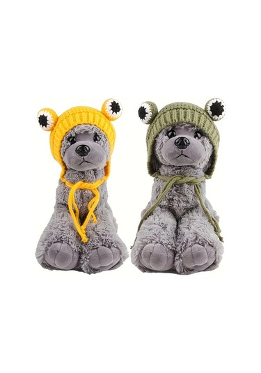 Elmpaly Yeşil Renkli Büyük Gözlü Kurbağa Desenli Ayarlanabilir Kedi Köpek Şapkası