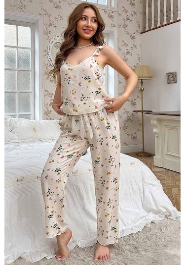 Merry See Özel Örme Kumaş Askılı Pijama Takımı Çok Renkli