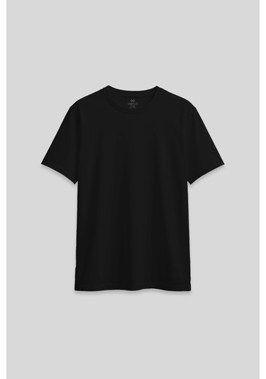 Siyah O Yaka Standart Fit Basic Kadın T-shirt - 97311 SIYAH