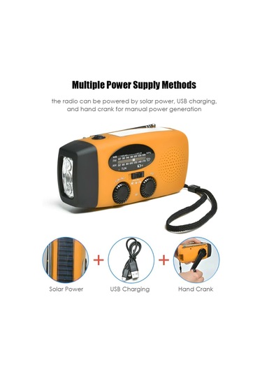 Vkemall Acil Durum Radyosu El Kranklı Güneş Enerjili Hava Durumu Radyosu 1200mah Am / Fm Turuncu
