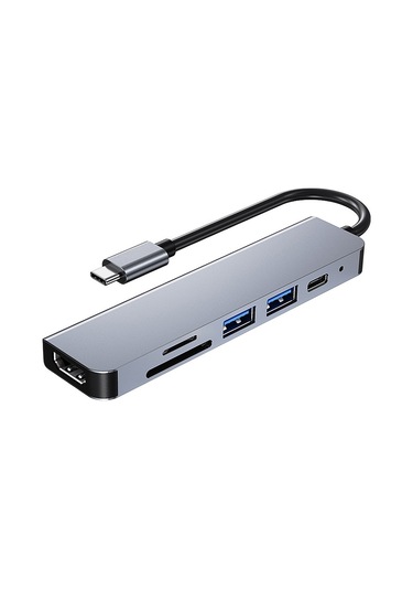 Skycity Alüminyum 6-in-1 Usb-c Hub: 4k Hdmı, Usb 3.0/2.0, 87w Pd, Sd/tf Kart Okuyucu Çok Fonksiyonlu Docking Station