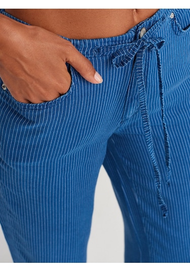 Dilvin 72022 Çizgili Lyocell Denim Pantolon-lacivert Lacivert