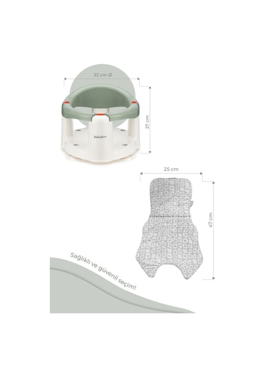 Babyjem Önden Açılır Mama Sandalye Oturağı Ve Minderi - 2 ' li Set Soft Yeşil