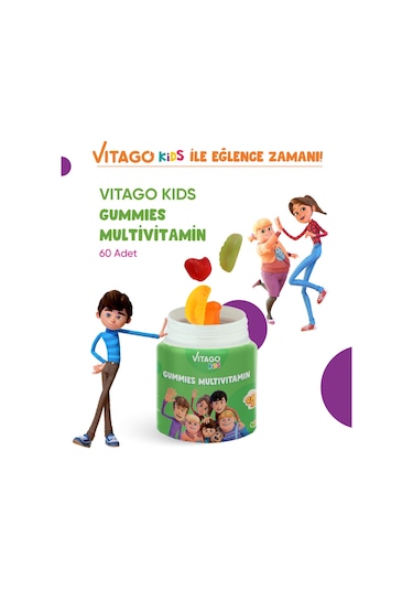 Vitago Kids Gummies Multivitamin 60 Adet Çiğnenebilir Jel