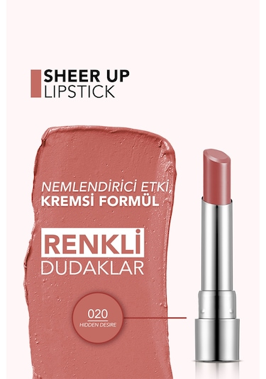 Flormar Sheer Up Yarı Transparan & Parlak Bitişli Nemlendirici Ruj 020 Hıdden Desıre