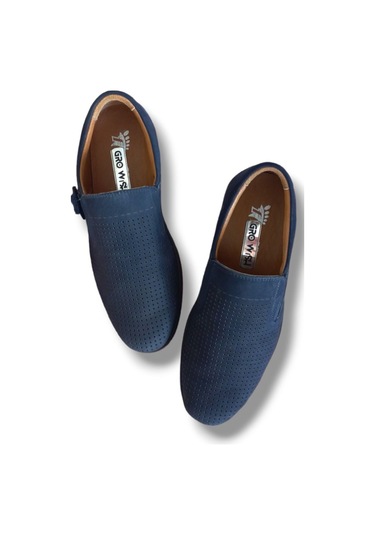 Growish Gr0206 Hakiki Nubuk Deri Delikli Poli Taban Günlük Erkek Ayakkabı Lacivert