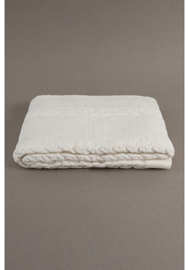 Trenza Krem Çift Kişilik Battaniye 200x220 15025 Krem