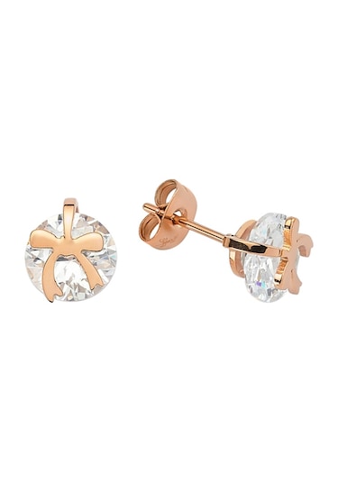 316L Çelik ,Swarovski Taşlı,Altın Kaplama Antiallerjik Bayan Küpe N11.14 Rose Gold