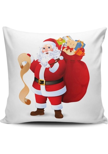 Kırlent Dünyası Noel Baba Temalı Dijital Baskılı Kırlent Kılıfı
