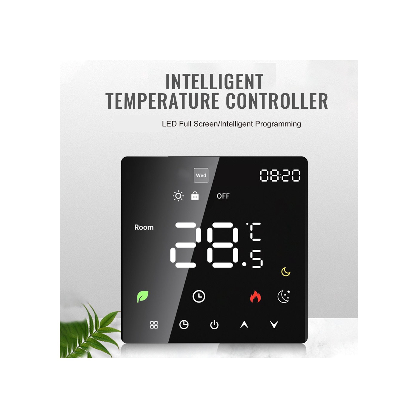 Hfambition Siyah Akıllı Su Radyatörü Termostati: Ses Kontrol, Wifi Uzaktan Erişim, Dokunmatik Renkli Ekran, Otomatik/manuel Mod, Ip20 3a