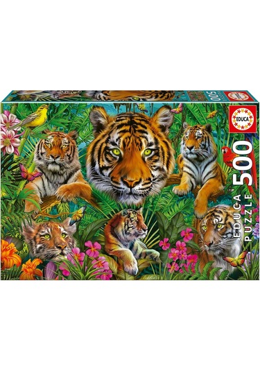 Educa Puzzle - 500 Parça Kaplan Ormanı Puzzle - 19902 - Tiger Jungle