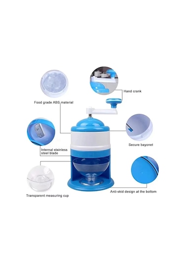 Jialan Taşınabilir El Krank Kar Koni Makinesi Manuel Traşlı Buz Mavi