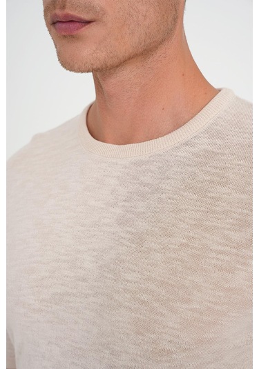 Comfort Fit Bisiklet Yaka Kısa Kol Spor Bej Triko Tr 881 Bej