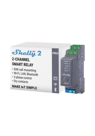 Shelly Pro 2 Dın Ray 2 Kanal Akıllı Röle