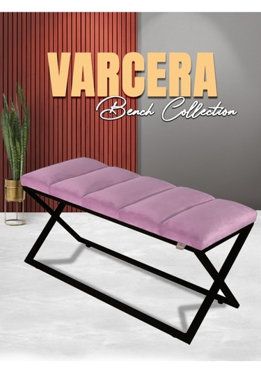 Varcera Black- Pembe Dilimli Model Puf & Bench & Koltuk & Oturma Bankı & Yatak Odası Önü
