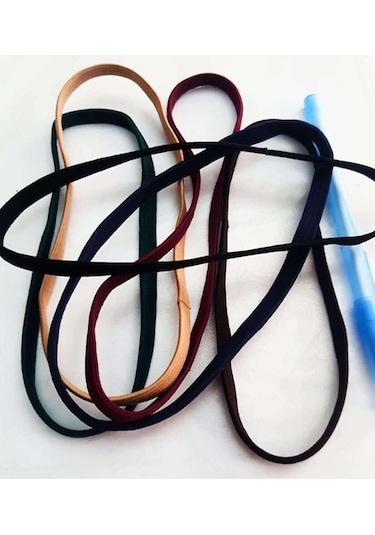 Larateks 1 Adet Siyah Geniş Lastik Bant Sporcu Saç Bandı Lastik Bant Saç Bandı Yoga Bandı Mansız Ba Çok Renkli