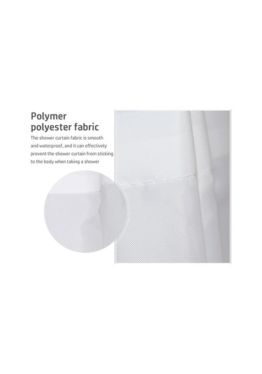 Tenfowee Beyaz Su Geçirmez Anti-moistür Banyo Perdisi - Kalın Poliester, 150x200 Cm, 1 Adet + 10 Adet Kanca Beyaz