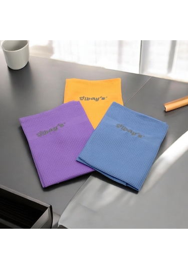 İlbays 3'lü Mikrofiber Temizlik Bezi Mavi-sarı-mor Gri - Sarı