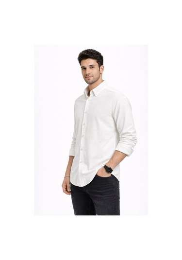 Classics Men Plus Barkod Uzun Kol Slim Fit Erkek Gömlek - 7578 Beyaz