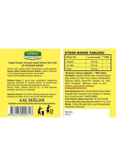 Vitapol Propolis Royal Jelly Polen 750 mg 60 Softgel