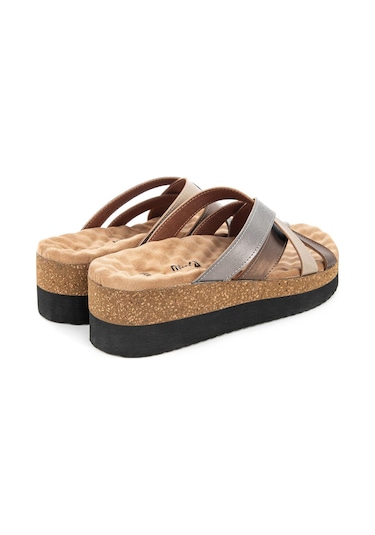 Muya Sorriso Anatomik Taban Topuk Dikeni Kadın Terlik Bronz