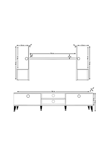 Decoraktiv Eko 5da Mdf Dvd Gold Tv Ünitesi Tv Sehpası Beyaz - Pera