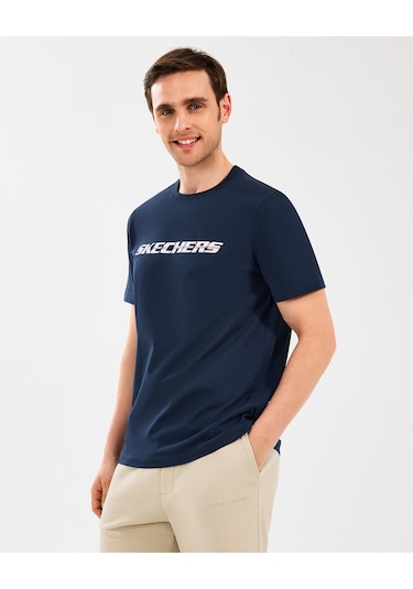Skechers M Lightweight Graphic Tee T-shirt Erkek Lacivert Tshirt S2510169-410 Lacivert