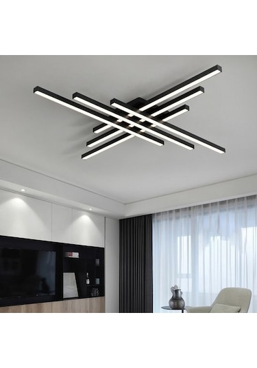 Kepez / Plafonyer Avize / 100 Cm / 6 Çubuk / Antrasit Gövde / 3 R Antrasit