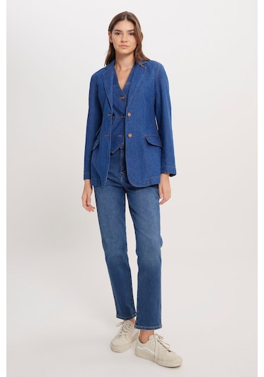 Regular Fit Normal Kesim %100 Pamuk Lacivert Jean Denim Ceket Çok Renkli